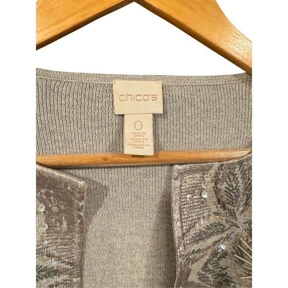 Chicos silver Carmelita Detailed Cardigan sz 0 - Picture 4 of 7